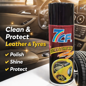 7CF Leather & Tyre Wax 450ml – Brown Dashboard Polish Spray | Interior & Tyre Shine Protector
