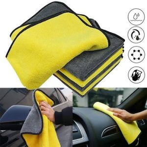 Microfibre Cloth 40x40cm 500GSM Grey Yellow Microfiber Detailing Towel Premium Car Cleaning Cloth Ultra Soft Microfiber Towel Car Polishing Microfiber Cloth Scratch Free Cleaning Cloth Lint Free Car Detailing Towel 500GSM Microfiber Cloth for Car Care